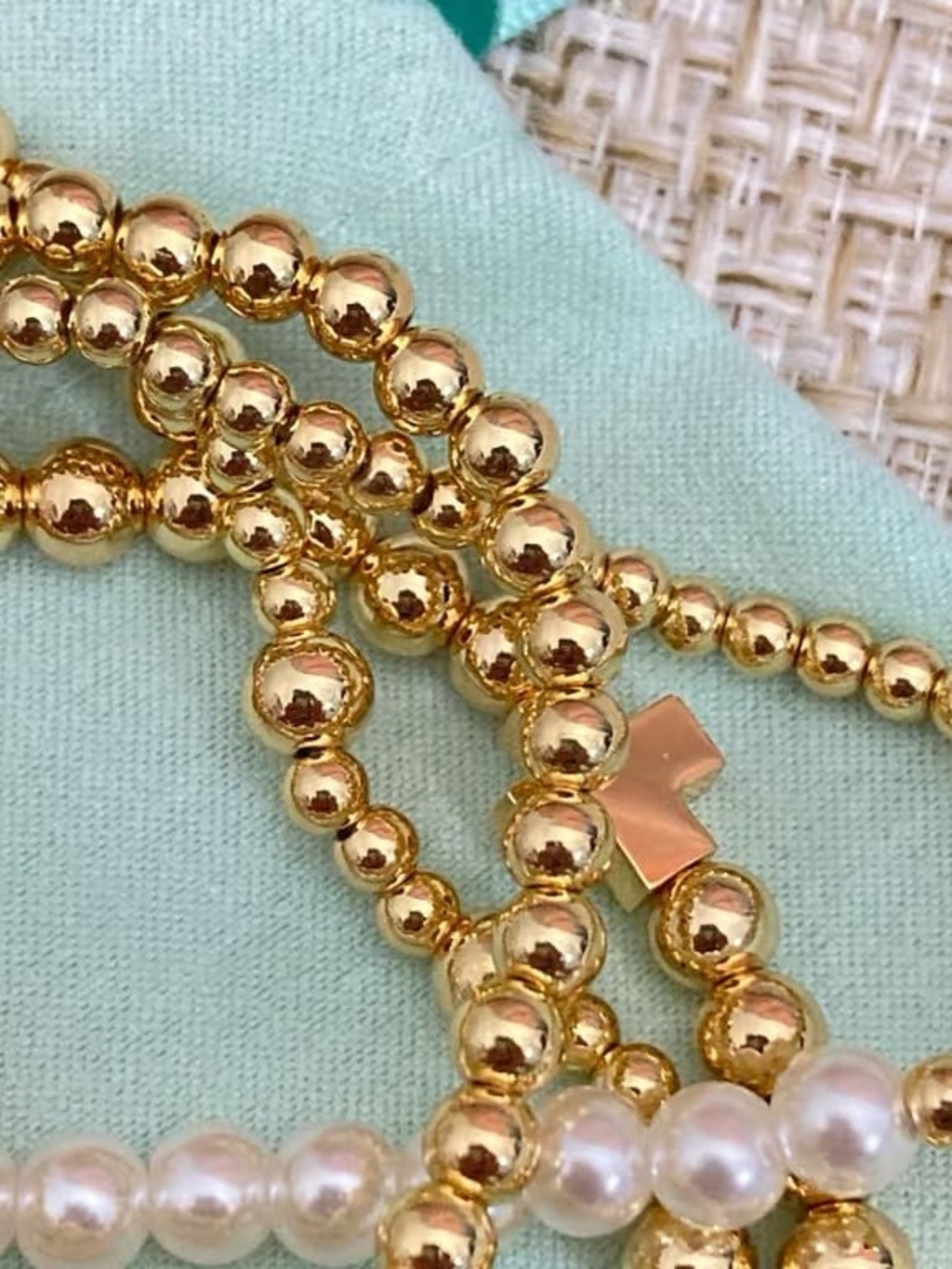 Newton Gold Bead and Pearl Multi-Strand Bracelet Set - Picture 5 of 6